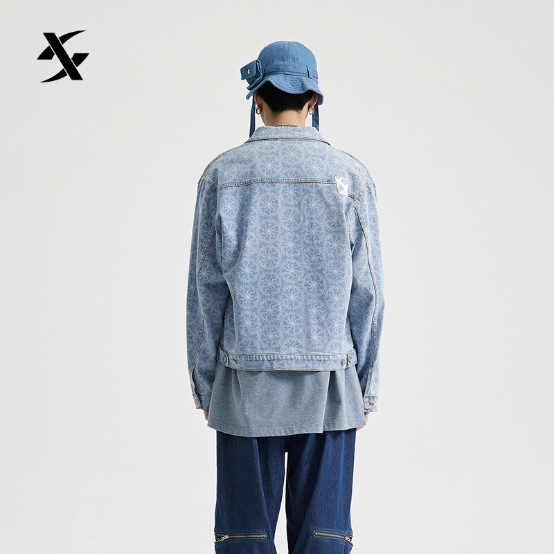 特步少林联名丹宁系列牛仔外套男女女同2022运动茄克