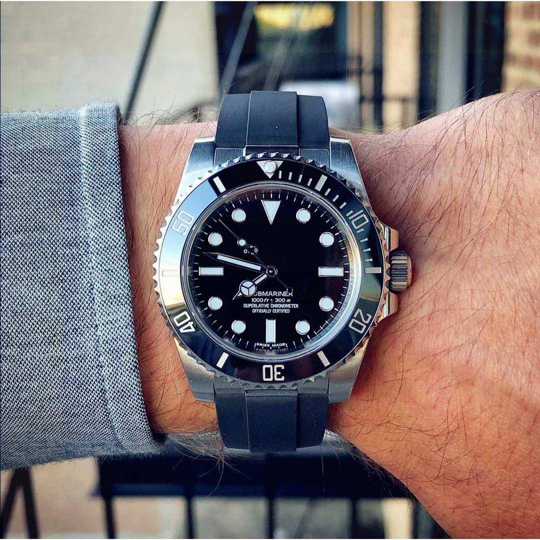 适配硅胶表带劳力士游艇名仕迪通gmt黑水鬼rolex配件