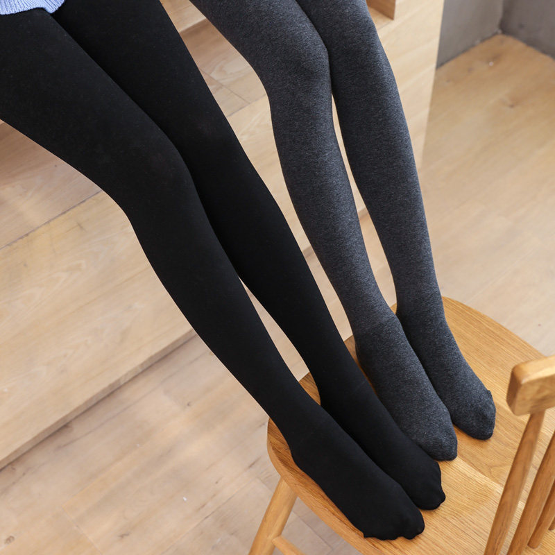 秋季灰色打底裤女外穿薄款莫代尔加绒薄绒纯棉脚踩连裤袜女春秋款