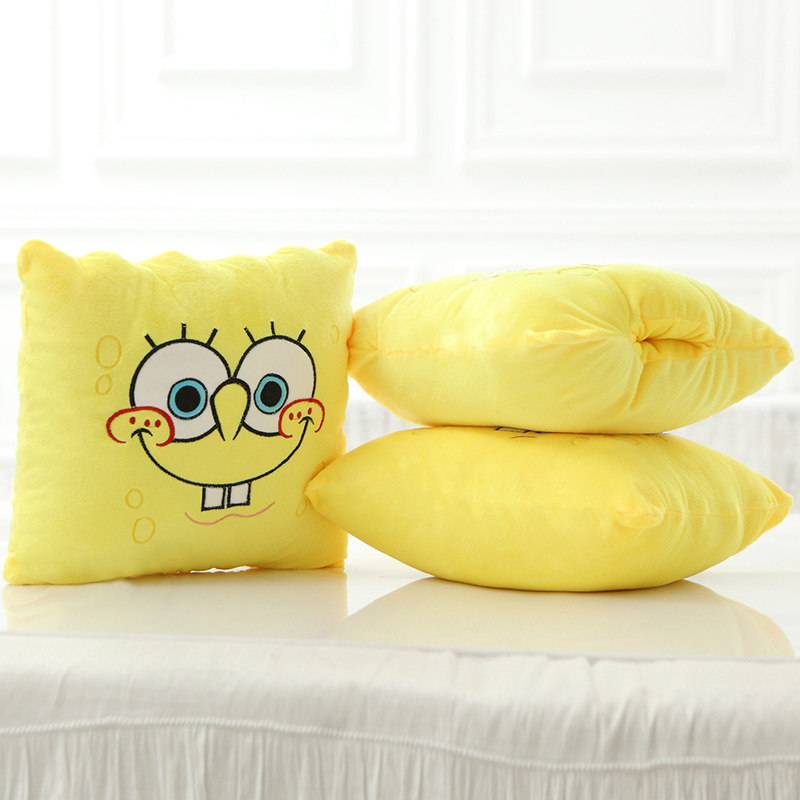 可爱海绵宝宝抱枕沙发靠垫枕头暖手毛绒布艺类玩具