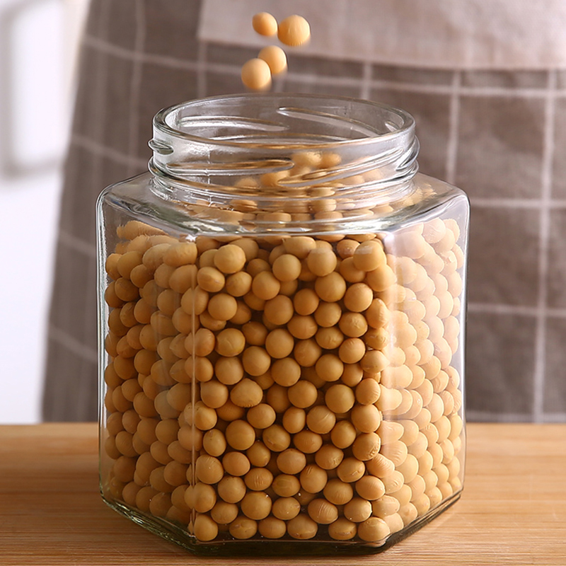 六棱玻璃瓶密封罐带盖食品级罐子辣椒酱柠檬膏蜂蜜果酱瓶子储物罐