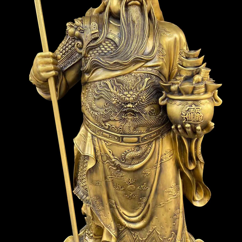 纯铜关公铜像摆件关羽财神招财镇宅拖宝关公武财神爷开业乔迁1米