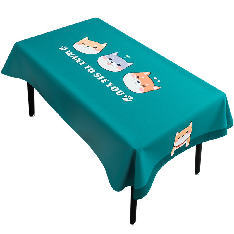 桌布网红卡通布艺棉麻餐桌防水防油免洗ins桌布