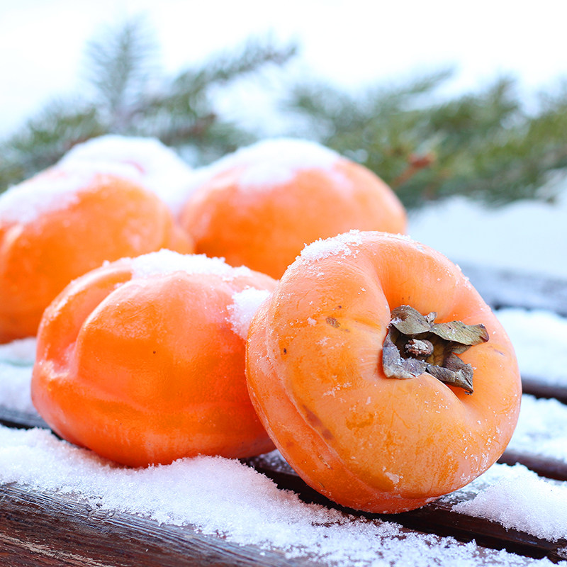 柿子东北正宗包邮冻磨盘盘大新鲜冰糖糖心甜柿柿子