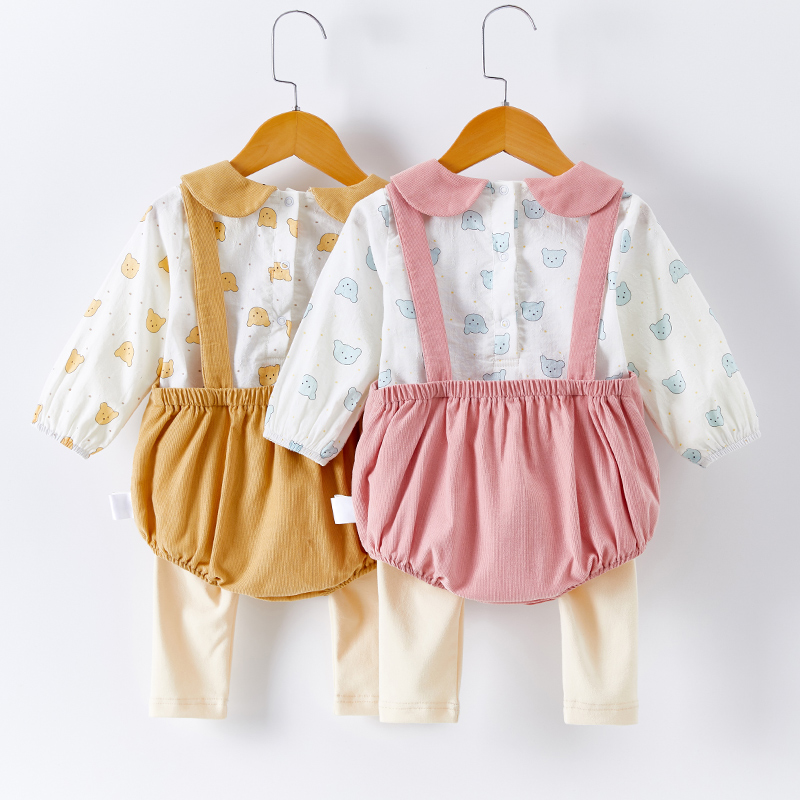 婴儿包屁衣公主春装套装连体衣可爱衣服超萌三角连身衣