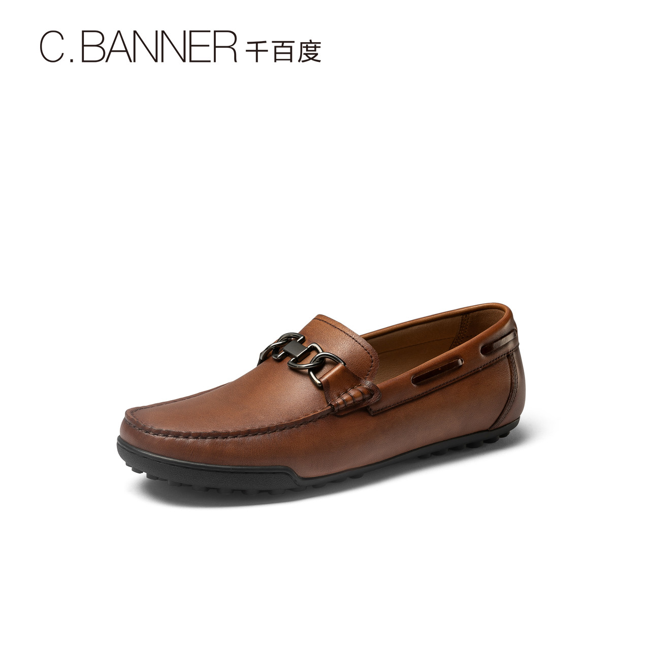 千百度男鞋新款休闲百搭懒人简约一脚脚蹬豆豆乐福鞋豆豆鞋