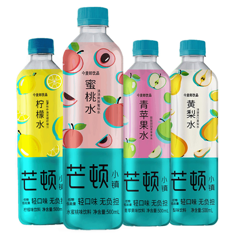 今麦郎芒顿小镇水蜜桃味低糖饮料500ml*24瓶/箱柠檬水青苹果味