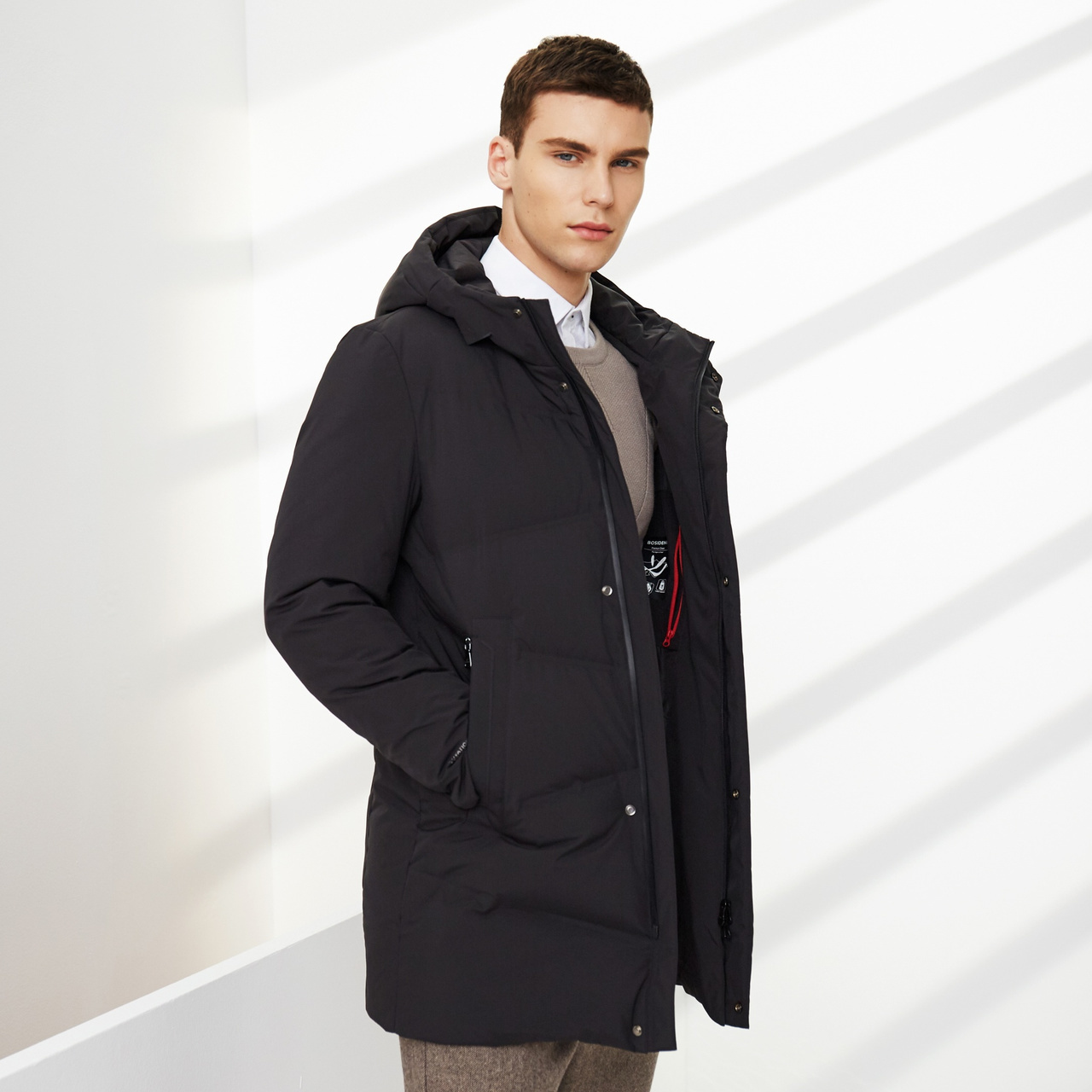 波司登男连中长羽绒服商务休闲挺括有型高端鹅绒羽绒服