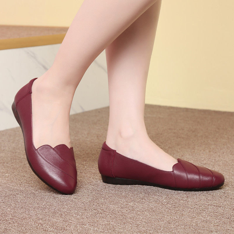 结婚婆婆鞋妈妈婚礼鞋配旗袍的鞋子平底婚宴皮鞋红色女鞋母亲鞋秋