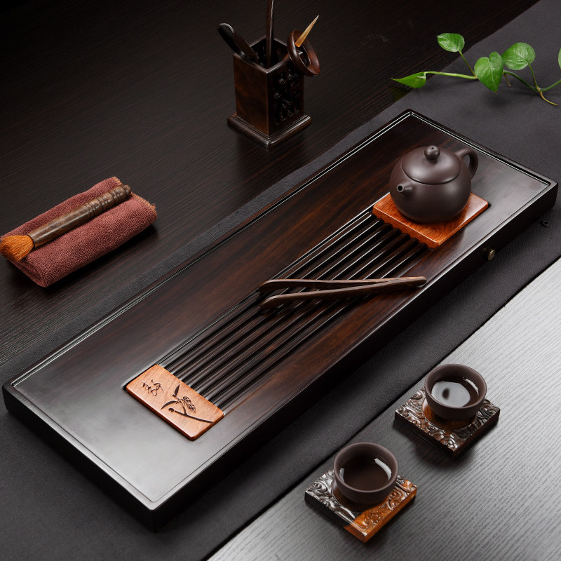檀木实木茶盘茶海简约家用客厅整块中式长方形茶盘