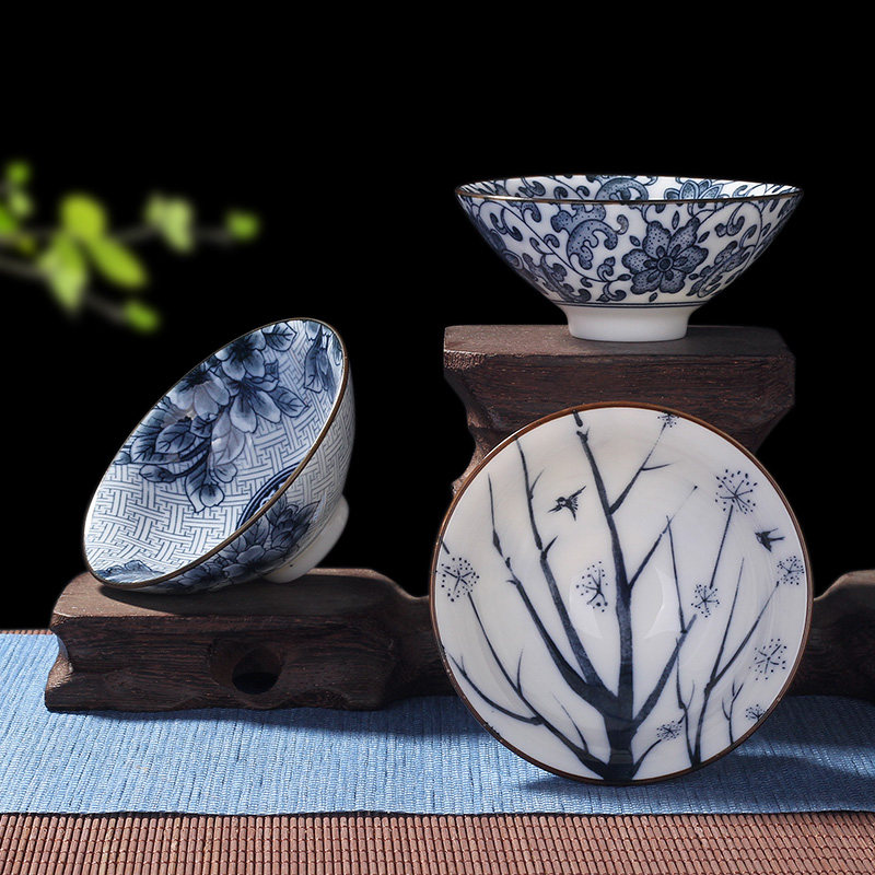 茶杯青花瓷陶瓷羊脂功夫功夫茶单杯主人茶具茶盏茶杯