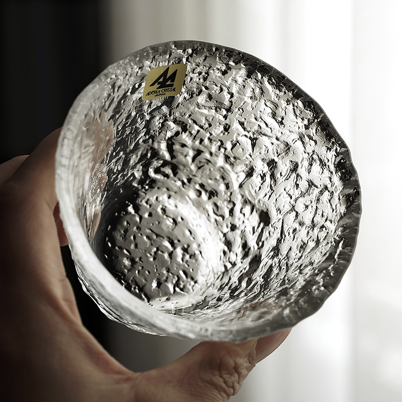 aderia轻初初雪手工玻璃杯日本石冢哨子锤纹茶杯玻璃杯