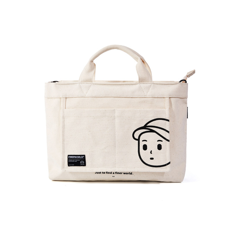 finerworld原创加厚帆布中号斜挎包小方包单肩单肩手提小方包