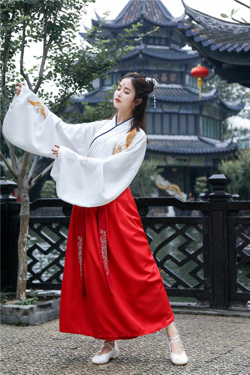 汉服女改良国风刺绣日常大袖广袖交领民族服装