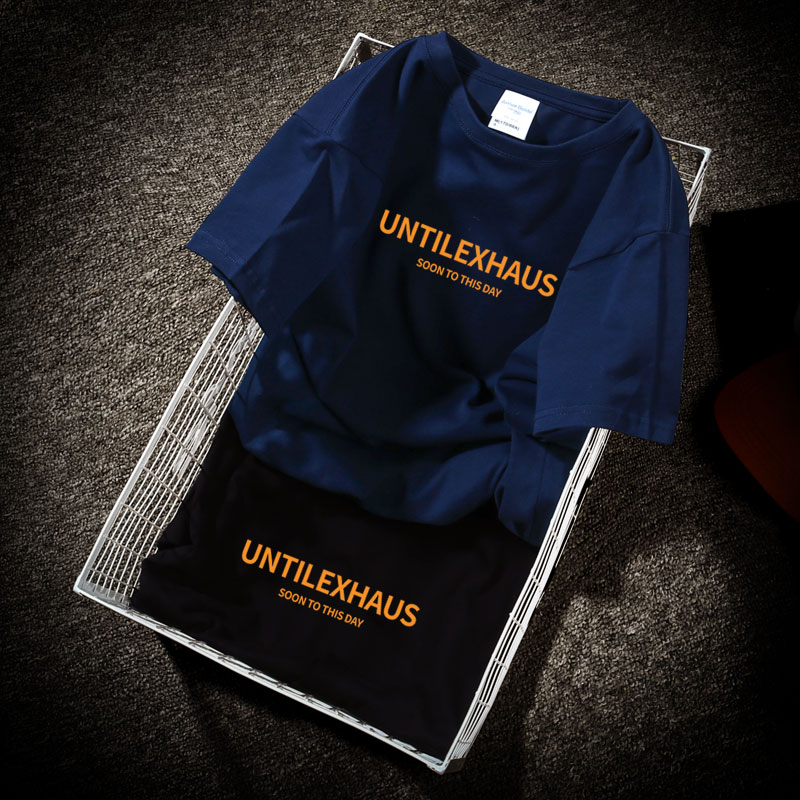 潮牌夏季港风insT恤男宽松大码日系字母情侣短袖百搭潮流半袖体恤