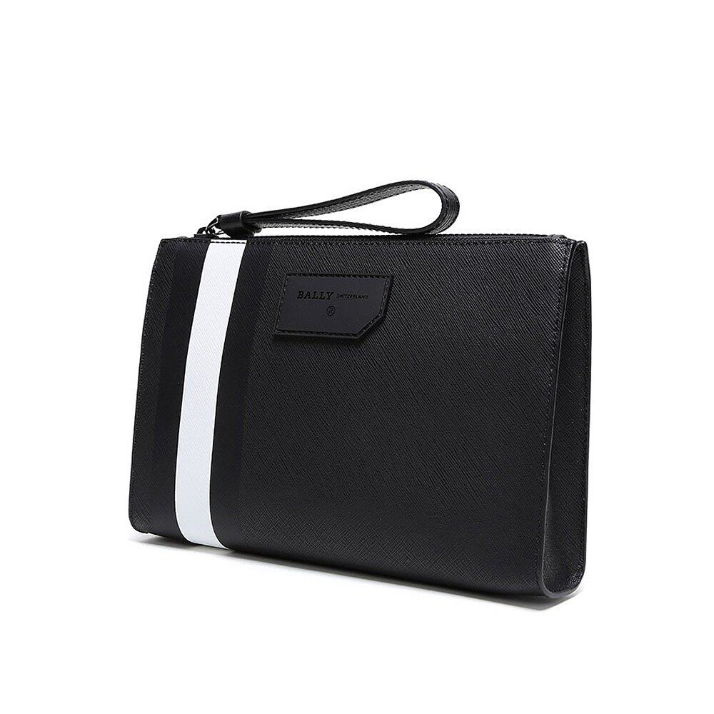 香港直发bally巴利挎包男士黑色色格装饰拉链男士包袋