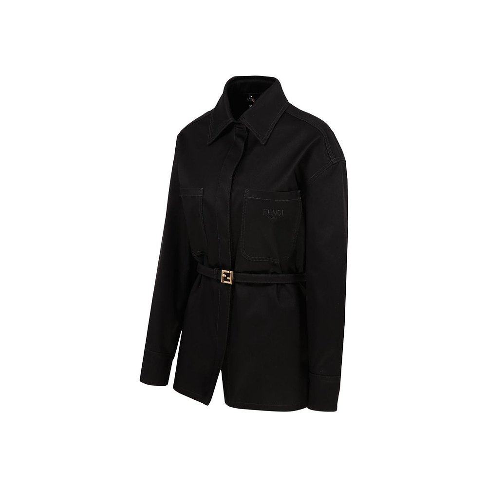 香港直邮潮奢fendi芬迪女士徽标标配腰带牛仔风衣