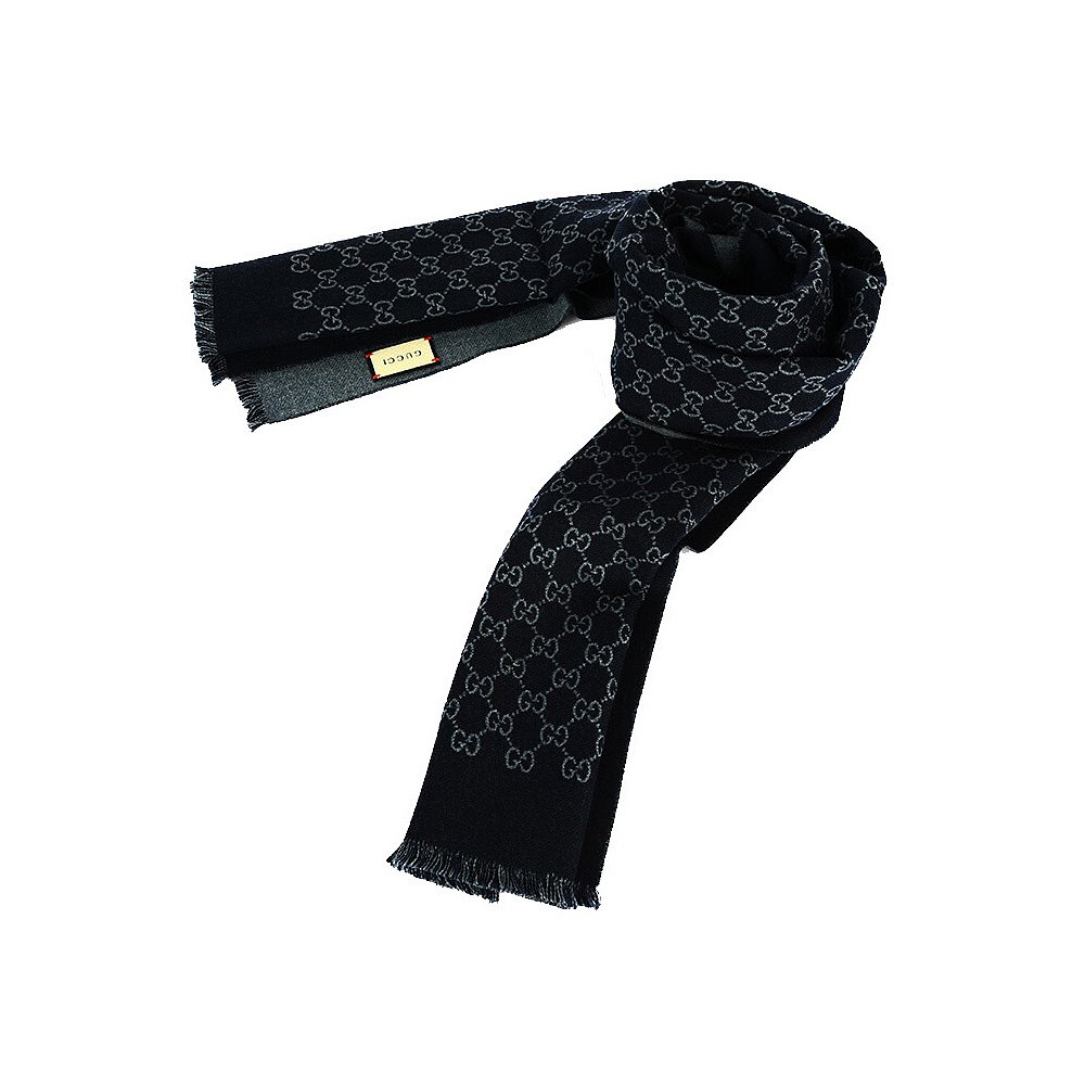 香港直邮gucci古驰深蓝色羊毛男士围巾3912464g200围巾