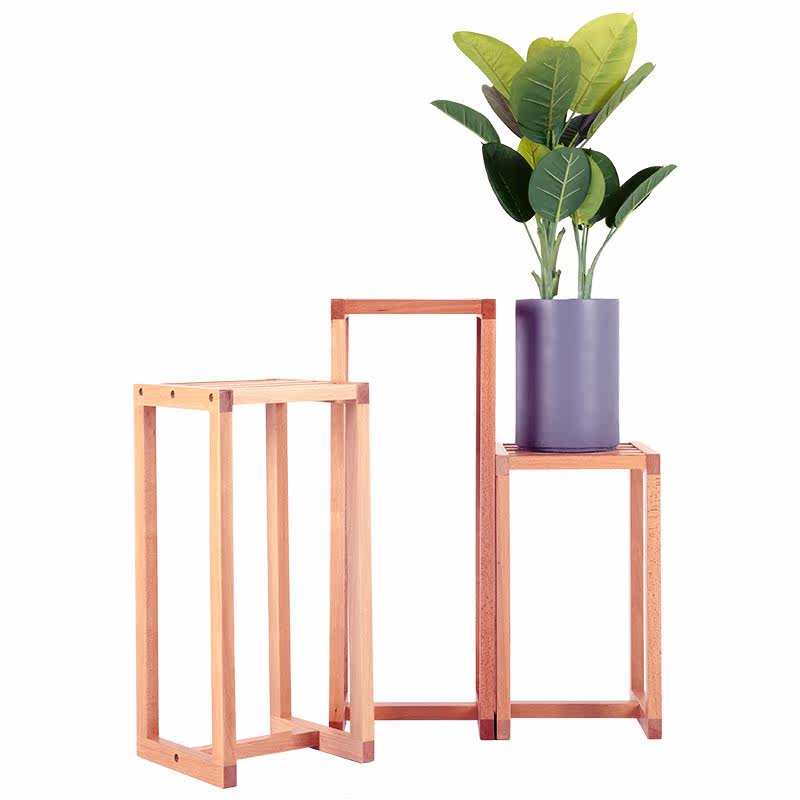 北欧简约木纯实木花架日式创意客厅装饰原木花架