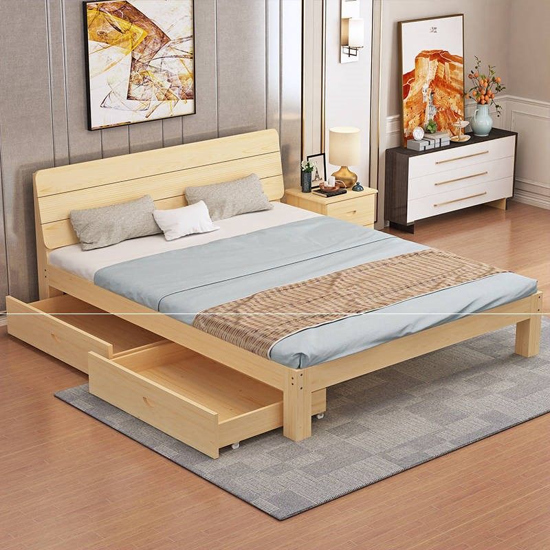 一米实木木床松木一米八双人床经济型出租房成人简易实木床