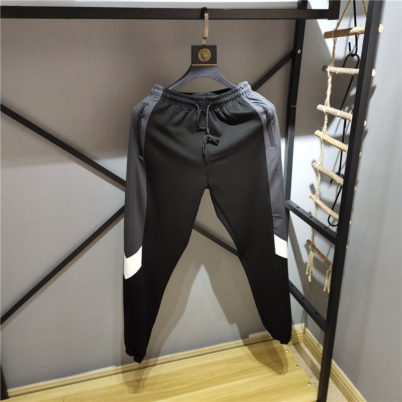 jogger版型春夏新款条杠撞色拼接男士运动休闲抽绳松紧腰卫裤潮