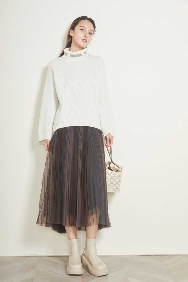 春夏字伞半身纱裙高纱裙裙显新款高腰拼色口纱半身裙