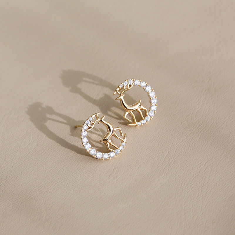 高级感麋鹿耳钉简约女小巧S925纯银耳饰2020年新款潮网红气质耳环