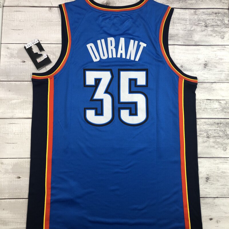 热压定制球衣篮球背心雷霆杜兰特35号蓝色白色篮球服