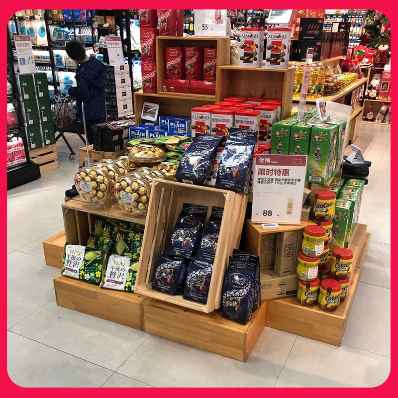 陈列东来超市木盒货架延伸方桌木箱收纳盒子货架附件
