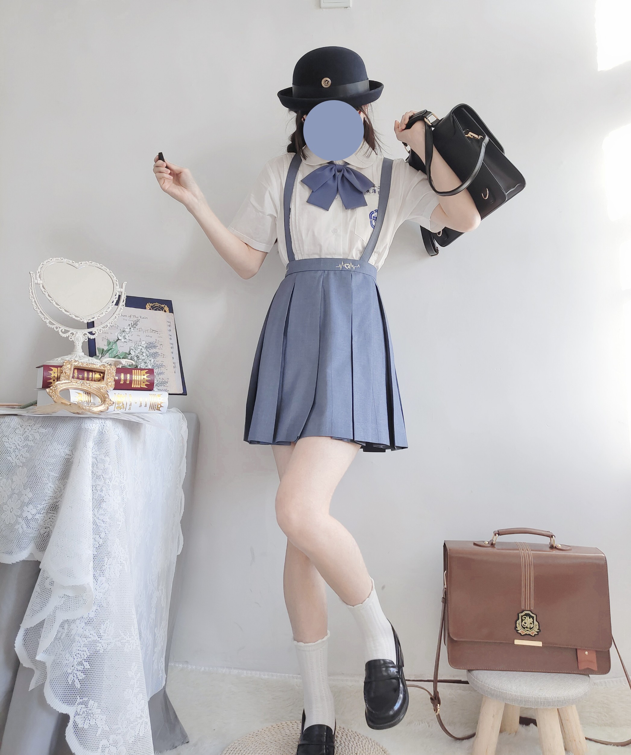 jk半身背带箱褶可拆卸制服一梦怦然心动如歌二团半身裙