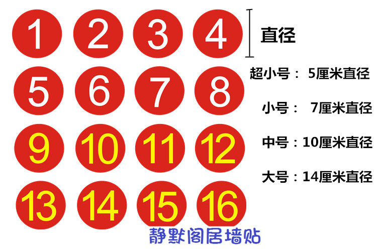 编号定做数字字贴号码网吧电脑贴纸餐馆桌位号墙贴