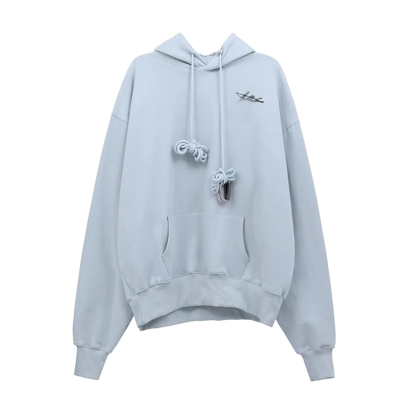 we11done易烊千玺同款字母铁环长袖帽衫韩国well卫衣