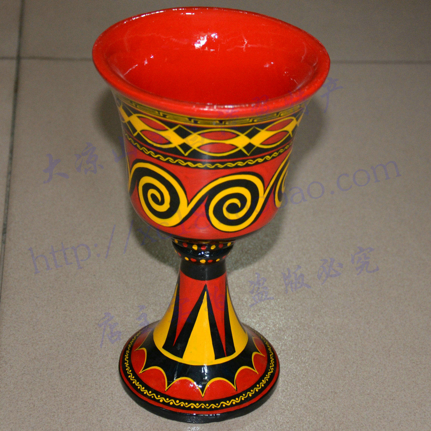 四川凉山西昌特产彝族民间漆器彩绘手工艺品实木酒杯牛角酒杯杯子