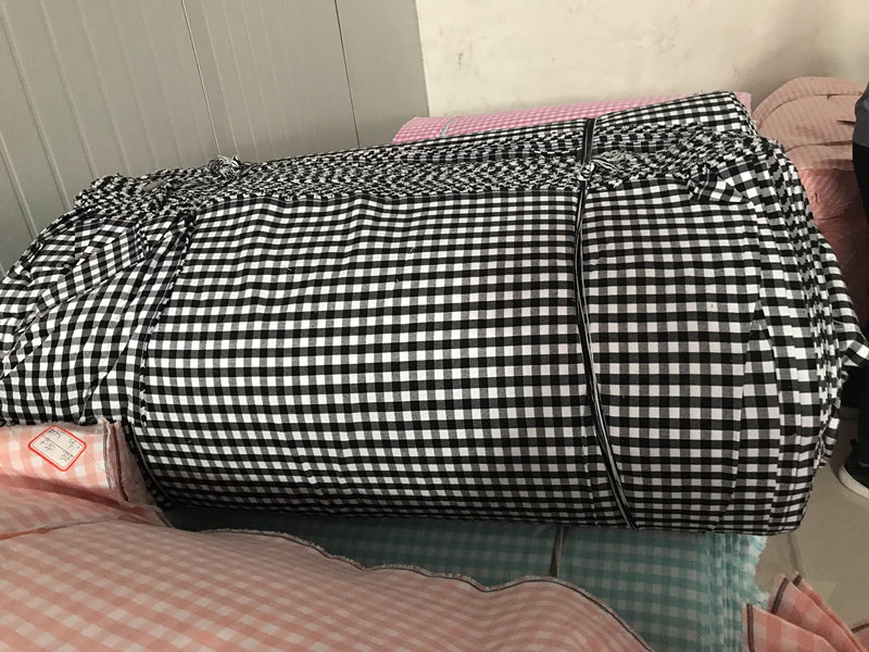 纯棉定制床品精梳粗布格子布料手工布床布匹海绵垫