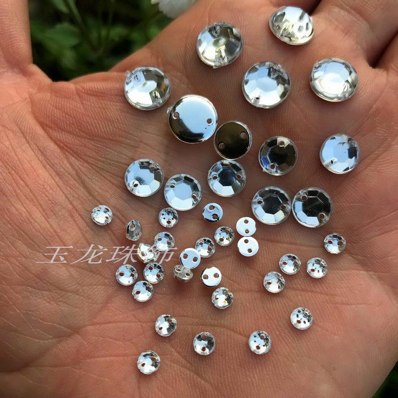 4~12mm台湾亚克力钻手缝钻200颗 白色小圆钻diy水钻