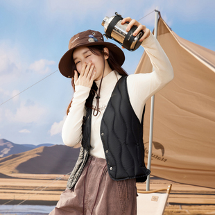 雪中飞2025冬新款女士V领羽绒背心马甲内胆百搭时尚保暖叠穿轻薄S