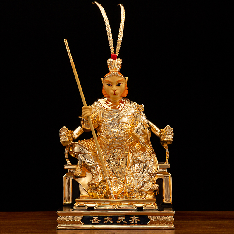 台湾纯铜金斗战胜佛像供奉家用美猴王齐天大圣孙悟空装饰摆件