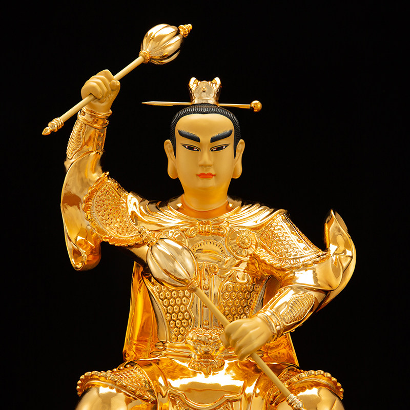 炳灵台湾铜鎏金炳灵神像供奉摆件太子泰山三郎装饰摆件