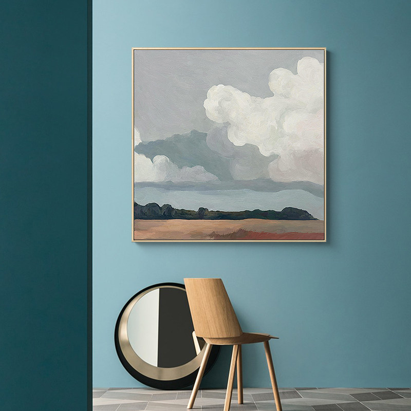 meiisn现代客厅风景装饰画正方形卧室床头挂画过道现代装饰画