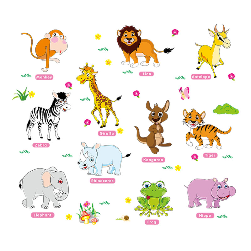 卡通动物英文字母宝宝贴画早教墙贴纸启蒙儿童幼儿园