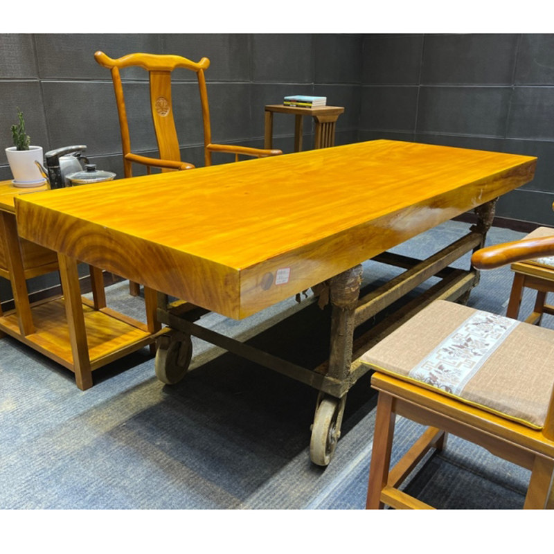 实木非洲黄花梨大板茶桌整块原木餐桌书茶台办公桌大班台