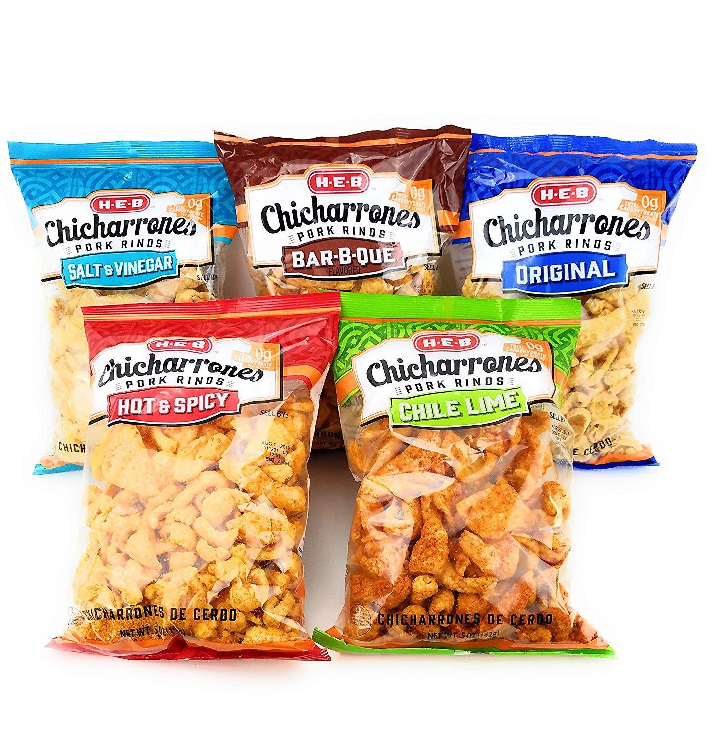 美国直邮hebchicharronesporkrinds无麸keto生酮5包装膨化食品