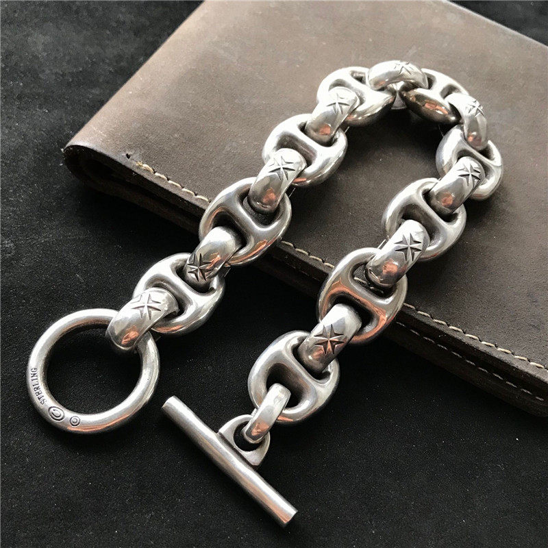手链千银厚果欧美欧美风风格重金属十字男士中号手链