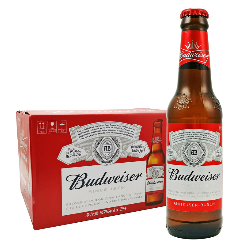百威budweiser啤酒275ml24瓶国产行货玻璃小瓶啤酒