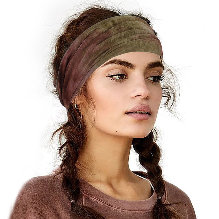 时尚民族风扎染宽边弹力发带运动棉布布头带头巾发饰