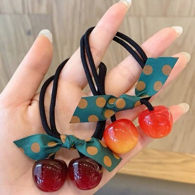 可爱蝴蝶结樱桃发绳头绳女韩国东大门简约气质扎头皮筋发圈发饰