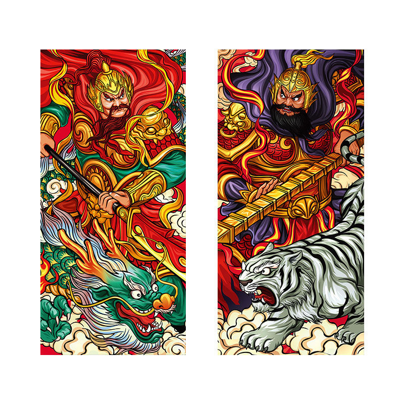 国潮门神乔迁新年年春节大门钟馗福禄寿门贴镇守门神门神