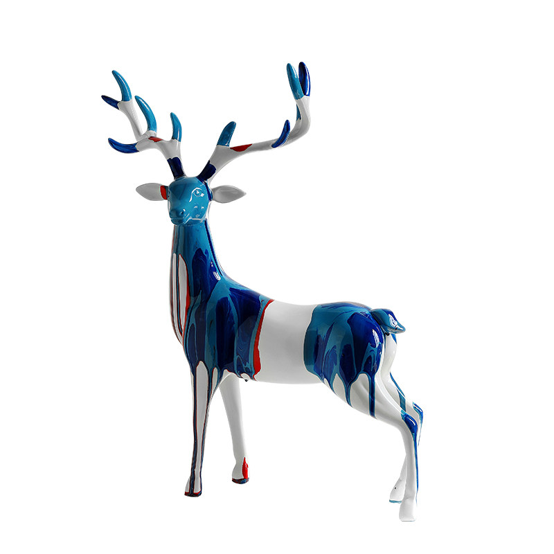 家居唐朝北欧招财财鹿陶瓷摆件轻奢客厅玄关摆件