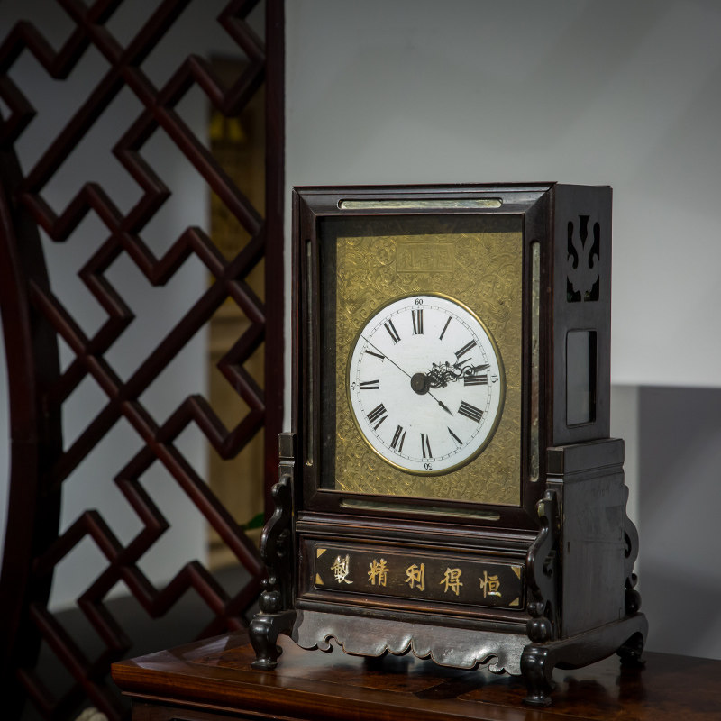 清代得利红木南京钟老物件收藏品文玩古董摆件摆件