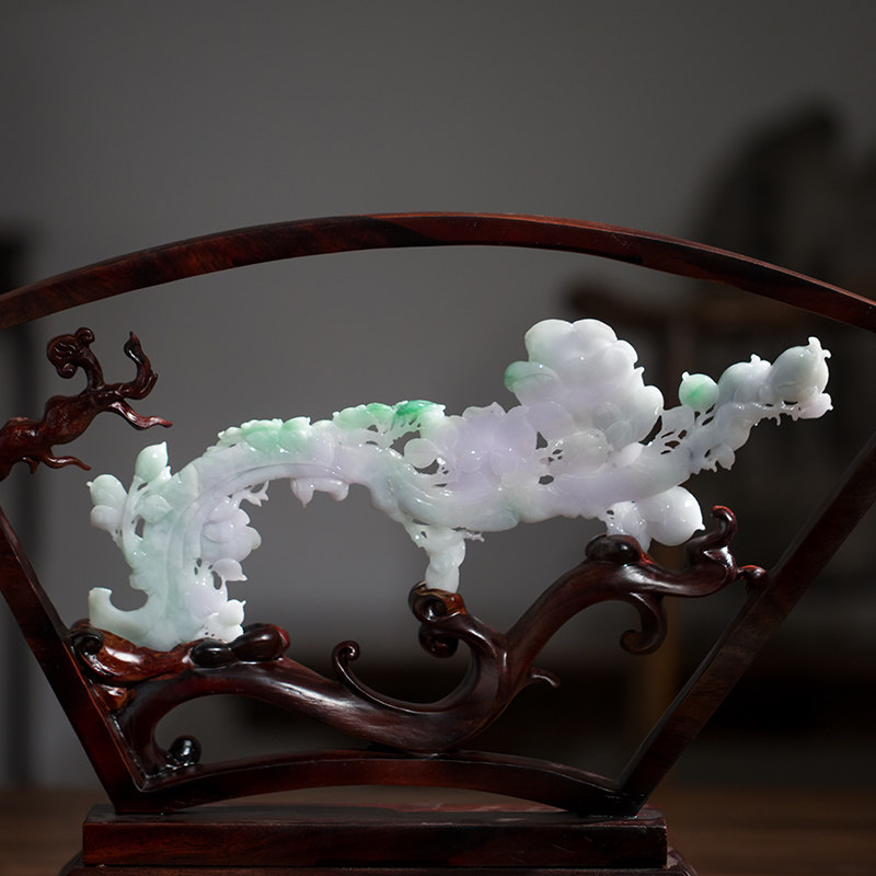 摆件雅然文化花开富贵翡翠正品天然翡翠艺术品客厅摆件